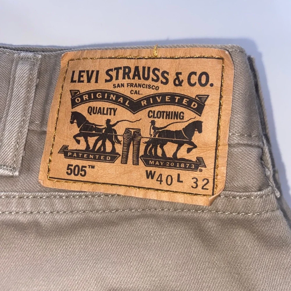 Levis 505 Regular Fit Straight Leg Khaki Tan Pants Mens‎ W40 L32 Cotton Twill